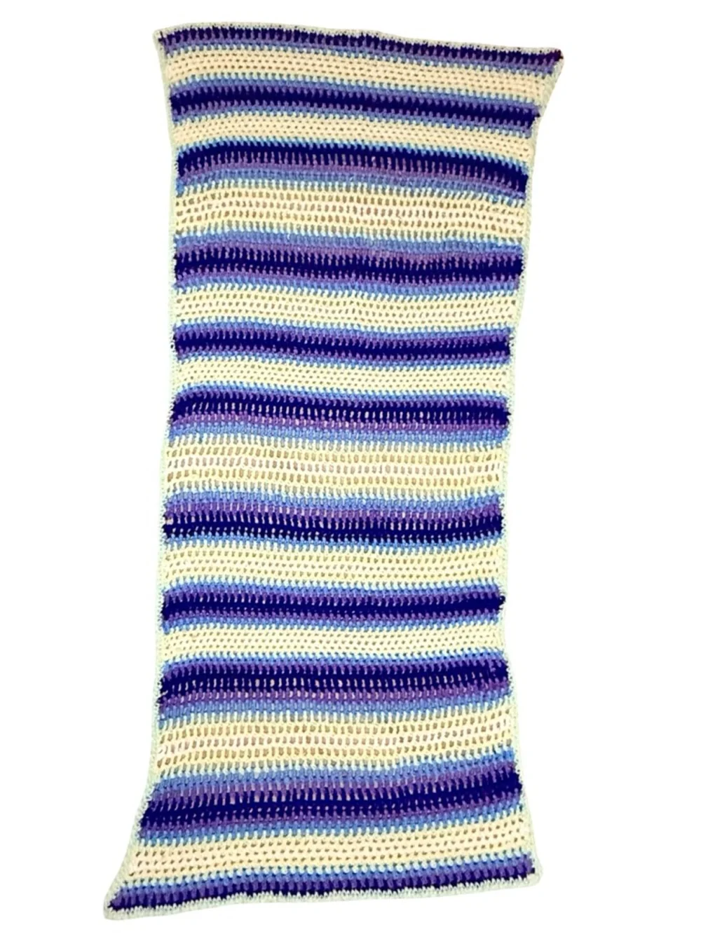 Handmade Pastel and Purple Stripe Pattern Crochet Baby Blanket Afghan Throw
